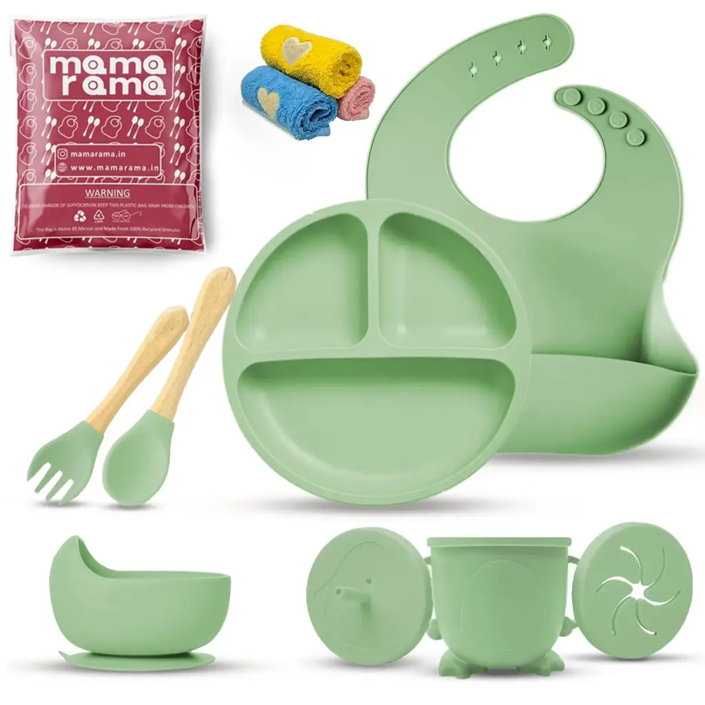 Silicon Baby Feeding Set 11 pcs Green