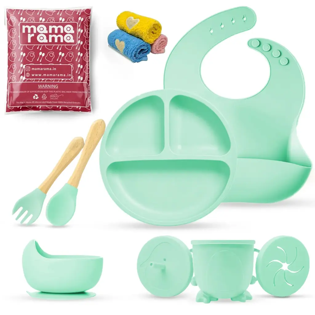 Silicon Baby Feeding Set 11 Pcs Mint