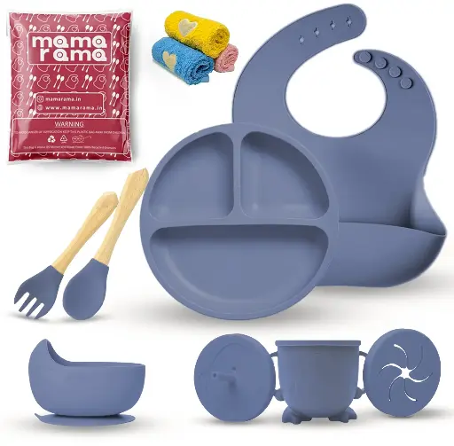 [bds11DarkBlue] Baby Feeding Set 11 Pcs Dark Blue